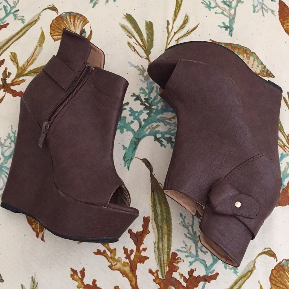 🔵 DbDk Fashion Open Toe Wedge Ankle Booties